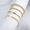 imageFansilver 14K Gold Bracelets for Women Trendy Bangle Cuff Chain Bracelets Set Gold Plated Paperclip Bead Tennis Bracelet Chunky Gold Filled Bracelet Stack 34PCSC 4Pcs Gold Paperclip Bracelets