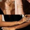 imageFansilver 14K Gold Bracelets for Women Trendy Bangle Cuff Chain Bracelets Set Gold Plated Paperclip Bead Tennis Bracelet Chunky Gold Filled Bracelet Stack 34PCSA 3Pcs CZ Gold Bangle Bracelets