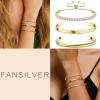 imageFansilver 14K Gold Bracelets for Women Trendy Bangle Cuff Chain Bracelets Set Gold Plated Paperclip Bead Tennis Bracelet Chunky Gold Filled Bracelet Stack 34PCSA 3Pcs CZ Gold Bangle Bracelets