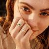imageFansilver 14K Gold Plated Stacking Rings for Women Simple Dainty Gold Stackable Knuckle Thumb Rings Heart CZ Opal Rings Plain Band Size 511