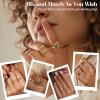 imageFansilver 14K Gold Plated Stacking Rings for Women Simple Dainty Gold Stackable Knuckle Thumb Rings Heart CZ Opal Rings Plain Band Size 511