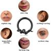 imageFansilver 16PCS 16G Septum Rings for Women Men Silver Black Gold Septum Jewelry Horseshoe Clicker Dangle Nose Rings Hoops Surgical Steel Helix Cartilage Hoop Earrings Tragus Daith Septum Nose Piercing Jewelry 8MMC Black septum piercing
