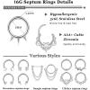imageFansilver 16PCS 16G Septum Rings for Women Men Silver Black Gold Septum Jewelry Horseshoe Clicker Dangle Nose Rings Hoops Surgical Steel Helix Cartilage Hoop Earrings Tragus Daith Septum Nose Piercing Jewelry 8MMA Silver septum ring