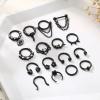 imageFansilver 16PCS 16G Septum Rings for Women Men Silver Black Gold Septum Jewelry Horseshoe Clicker Dangle Nose Rings Hoops Surgical Steel Helix Cartilage Hoop Earrings Tragus Daith Septum Nose Piercing Jewelry 8MMC Black septum piercing