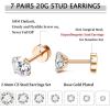 imageFansilver 20G Hypoallergenic Flat Back Earrings for Women Men Silver 14K Gold Stainless Steel Stud Earrings Brithstone Cubic Zirconia Studs Surgical Steel Cartilage Earrings for Sensitive EarsF 7Pairs  28mm rose gold