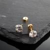 imageFansilver 20G Hypoallergenic Flat Back Earrings for Women Men Silver 14K Gold Stainless Steel Stud Earrings Brithstone Cubic Zirconia Studs Surgical Steel Cartilage Earrings for Sensitive EarsE7Pairs 28mm 14k gold plated
