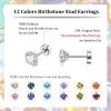 imageFansilver 20G Hypoallergenic Flat Back Earrings for Women Men Silver 14K Gold Stainless Steel Stud Earrings Brithstone Cubic Zirconia Studs Surgical Steel Cartilage Earrings for Sensitive EarsB 12Pairs  4MM Birthstone set