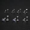 imageFansilver 20G Hypoallergenic Flat Back Earrings for Women Men Silver 14K Gold Stainless Steel Stud Earrings Brithstone Cubic Zirconia Studs Surgical Steel Cartilage Earrings for Sensitive EarsH 7Pairs  28MM Black CZ