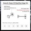 imageFansilver 20G Hypoallergenic Flat Back Earrings for Women Men Silver 14K Gold Stainless Steel Stud Earrings Brithstone Cubic Zirconia Studs Surgical Steel Cartilage Earrings for Sensitive EarsC 6Pairs Tiny Earrings  2mm 3mm