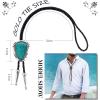 imageFansilver 5Pcs Handmade Bolo Tie for Men Western Cowboy Leather Necktie Halloween Costume Accessories for Men WomenBlue