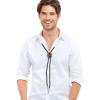 imageFansilver 5Pcs Handmade Bolo Tie for Men Western Cowboy Leather Necktie Halloween Costume Accessories for Men WomenBlue