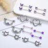 imageFansilver 7 Pairs 14G Nipple Rings Surgical Steel Nipple Piercing CZ Heart Butterfly Barbell Tongue Rings Set Cute Nipple Tongue Piercing Jewelry for WomenC Purple Cute Nipple Rings