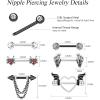 imageFansilver 7 Pairs 14G Nipple Rings Surgical Steel Nipple Piercing CZ Heart Butterfly Barbell Tongue Rings Set Cute Nipple Tongue Piercing Jewelry for WomenD Black Nipple Rings Set