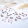 imageFansilver 7 Pairs 14G Nipple Rings Surgical Steel Nipple Piercing CZ Heart Butterfly Barbell Tongue Rings Set Cute Nipple Tongue Piercing Jewelry for WomenA Pink 14G Nipple Rings