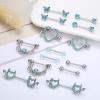 imageFansilver 7 Pairs 14G Nipple Rings Surgical Steel Nipple Piercing CZ Heart Butterfly Barbell Tongue Rings Set Cute Nipple Tongue Piercing Jewelry for WomenB Blue Nipple Piercing