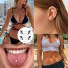 imageFansilver 7 Pairs 14G Nipple Rings Surgical Steel Nipple Piercing CZ Heart Butterfly Barbell Tongue Rings Set Cute Nipple Tongue Piercing Jewelry for WomenD Black Nipple Rings Set