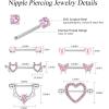 imageFansilver 7 Pairs 14G Nipple Rings Surgical Steel Nipple Piercing CZ Heart Butterfly Barbell Tongue Rings Set Cute Nipple Tongue Piercing Jewelry for WomenA Pink 14G Nipple Rings
