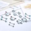 imageFansilver 7 Pairs 14G Nipple Rings Surgical Steel Nipple Piercing CZ Heart Butterfly Barbell Tongue Rings Set Cute Nipple Tongue Piercing Jewelry for WomenB Blue Nipple Piercing