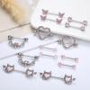 imageFansilver 7 Pairs 14G Nipple Rings Surgical Steel Nipple Piercing CZ Heart Butterfly Barbell Tongue Rings Set Cute Nipple Tongue Piercing Jewelry for WomenA Pink 14G Nipple Rings