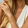 imageFansilver Gold Bracelets for Women 14K Gold Plated Stretch Beaded Bracelets Stackable Gold Bead Ball Bracelet for Women Trendy Gifts Adjustable Gold JewelrySetB 5PCS 14k gold bracelets
