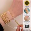 imageFansilver Gold Bracelets for Women 14K Gold Plated Stretch Beaded Bracelets Stackable Gold Bead Ball Bracelet for Women Trendy Gifts Adjustable Gold JewelrySetA 5PCS 14k gold beaded bracelets