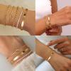 imageFansilver Gold Bracelets for Women 14k Real Gold Bangle Cuff Bracelet Set Gold Plated Beaded Paperclip Cuban Chain Bracelet Cubic Zirconia Tennis Bracelet for Women StackD14K Gold Plated Bangles