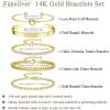 imageFansilver Gold Bracelets for Women 14k Real Gold Bangle Cuff Bracelet Set Gold Plated Beaded Paperclip Cuban Chain Bracelet Cubic Zirconia Tennis Bracelet for Women StackD14K Gold Plated Bangles