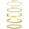 imageFansilver Gold Bracelets for Women 14k Real Gold Bangle Cuff Bracelet Set Gold Plated Beaded Paperclip Cuban Chain Bracelet Cubic Zirconia Tennis Bracelet for Women StackCTwisted Gold Bangle Bracelets