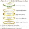 imageFansilver Gold Bracelets for Women 14k Real Gold Bangle Cuff Bracelet Set Gold Plated Beaded Paperclip Cuban Chain Bracelet Cubic Zirconia Tennis Bracelet for Women StackBKnot Gold Bangle Bracelets