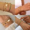 imageFansilver Gold Bracelets for Women 14k Real Gold Bangle Cuff Bracelet Set Gold Plated Beaded Paperclip Cuban Chain Bracelet Cubic Zirconia Tennis Bracelet for Women StackBKnot Gold Bangle Bracelets