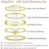imageFansilver Gold Bracelets for Women 14k Real Gold Bangle Cuff Bracelet Set Gold Plated Beaded Paperclip Cuban Chain Bracelet Cubic Zirconia Tennis Bracelet for Women StackACZ Gold Bangle Bracelets