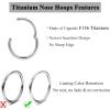 imageFansilver Titanium Nose Rings 20G 18G 16G Nose Ring Hoops ASTM F136 Titanium Septum Rings Helix Cartilage Tragus Lip Rings Piercing Jewelry for Women Men1Pcs Silver Nose Ring