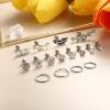 imageSAILIMUE 16Pcs 16G Cartilage Earrings Studs for Women Surgical Stainless Steel Helix Tragus Couch Hoop Piercing Earrings Set Opal Shiny CZ Cartilage Earrings SilverGoldRose Gold ToneC Silver