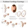 imageSAILIMUE 16Pcs 16G Cartilage Earrings Studs for Women Surgical Stainless Steel Helix Tragus Couch Hoop Piercing Earrings Set Opal Shiny CZ Cartilage Earrings SilverGoldRose Gold ToneBRose gold