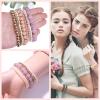 imageSAILIMUE 4 Sets Bohemian Stackable Bead Bracelets for Women Multicolor Stretch Beaded Bracelets Layered  Adjustable Bracelet Pink Black Turquoise Stretch Bracelets