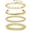 imageFansilver 14K Gold Bracelets for Women Trendy Bangle Cuff Chain Bracelets Set Gold Plated Paperclip Bead Tennis Bracelet Chunky Gold Filled Bracelet Stack 34PCSC 4Pcs Gold Paperclip Bracelets