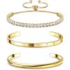 imageFansilver 14K Gold Bracelets for Women Trendy Bangle Cuff Chain Bracelets Set Gold Plated Paperclip Bead Tennis Bracelet Chunky Gold Filled Bracelet Stack 34PCSA 3Pcs CZ Gold Bangle Bracelets