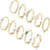 imageFansilver 14K Gold Plated Stacking Rings for Women Simple Dainty Gold Stackable Knuckle Thumb Rings Heart CZ Opal Rings Plain Band Size 511