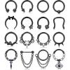 imageFansilver 16PCS 16G Septum Rings for Women Men Silver Black Gold Septum Jewelry Horseshoe Clicker Dangle Nose Rings Hoops Surgical Steel Helix Cartilage Hoop Earrings Tragus Daith Septum Nose Piercing Jewelry 8MMC Black septum piercing