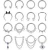 imageFansilver 16PCS 16G Septum Rings for Women Men Silver Black Gold Septum Jewelry Horseshoe Clicker Dangle Nose Rings Hoops Surgical Steel Helix Cartilage Hoop Earrings Tragus Daith Septum Nose Piercing Jewelry 8MMA Silver septum ring