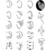 imageFansilver 18Pcs Ear Cuff Earrings for Women Non Piercing Gold Ear Cuffs 14K Gold Plated Earring Cuffs for Non Pierced Clip On Cartilage Earrings Adjustable Fake Earrings LightweightSilver