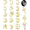 imageFansilver 18Pcs Ear Cuff Earrings for Women Non Piercing Gold Ear Cuffs 14K Gold Plated Earring Cuffs for Non Pierced Clip On Cartilage Earrings Adjustable Fake Earrings LightweightGold