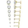 imageFansilver 20G Hypoallergenic Flat Back Earrings for Women Men Silver 14K Gold Stainless Steel Stud Earrings Brithstone Cubic Zirconia Studs Surgical Steel Cartilage Earrings for Sensitive EarsE7Pairs 28mm 14k gold plated