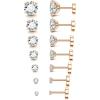 F. 7Pairs  2-8mm rose gold