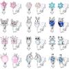imageFansilver Clip on Earrings for Women Girls Hypoallergenic Flower Rainbow Butterfly Turtle Star Heart CZ Clip Earrings Set for Little Girls Silver NonPierced Earrings Pack for Teens Girls 12 PairsAAnimal Clip On Earrings