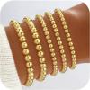 imageFansilver Gold Bracelets for Women 14K Gold Plated Stretch Beaded Bracelets Stackable Gold Bead Ball Bracelet for Women Trendy Gifts Adjustable Gold JewelrySetB 5PCS 14k gold bracelets