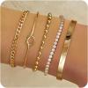imageFansilver Gold Bracelets for Women 14k Real Gold Bangle Cuff Bracelet Set Gold Plated Beaded Paperclip Cuban Chain Bracelet Cubic Zirconia Tennis Bracelet for Women StackD14K Gold Plated Bangles
