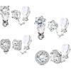 imageSAILIMUE 4 Pairs Clip Earrings Wedding Sets for Women Sparkly Cubic Zirconia Non Pierced Clip On Earrings