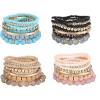 imageSAILIMUE 4 Sets Bohemian Stackable Bead Bracelets for Women Multicolor Stretch Beaded Bracelets Layered  Adjustable Bracelet Pink Black Turquoise Stretch Bracelets