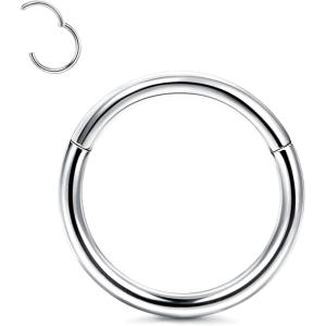 imageFansilver Titanium Nose Rings 20G 18G 16G Nose Ring Hoops ASTM F136 Titanium Septum Rings Helix Cartilage Tragus Lip Rings Piercing Jewelry for Women Men1Pcs Silver Nose Ring